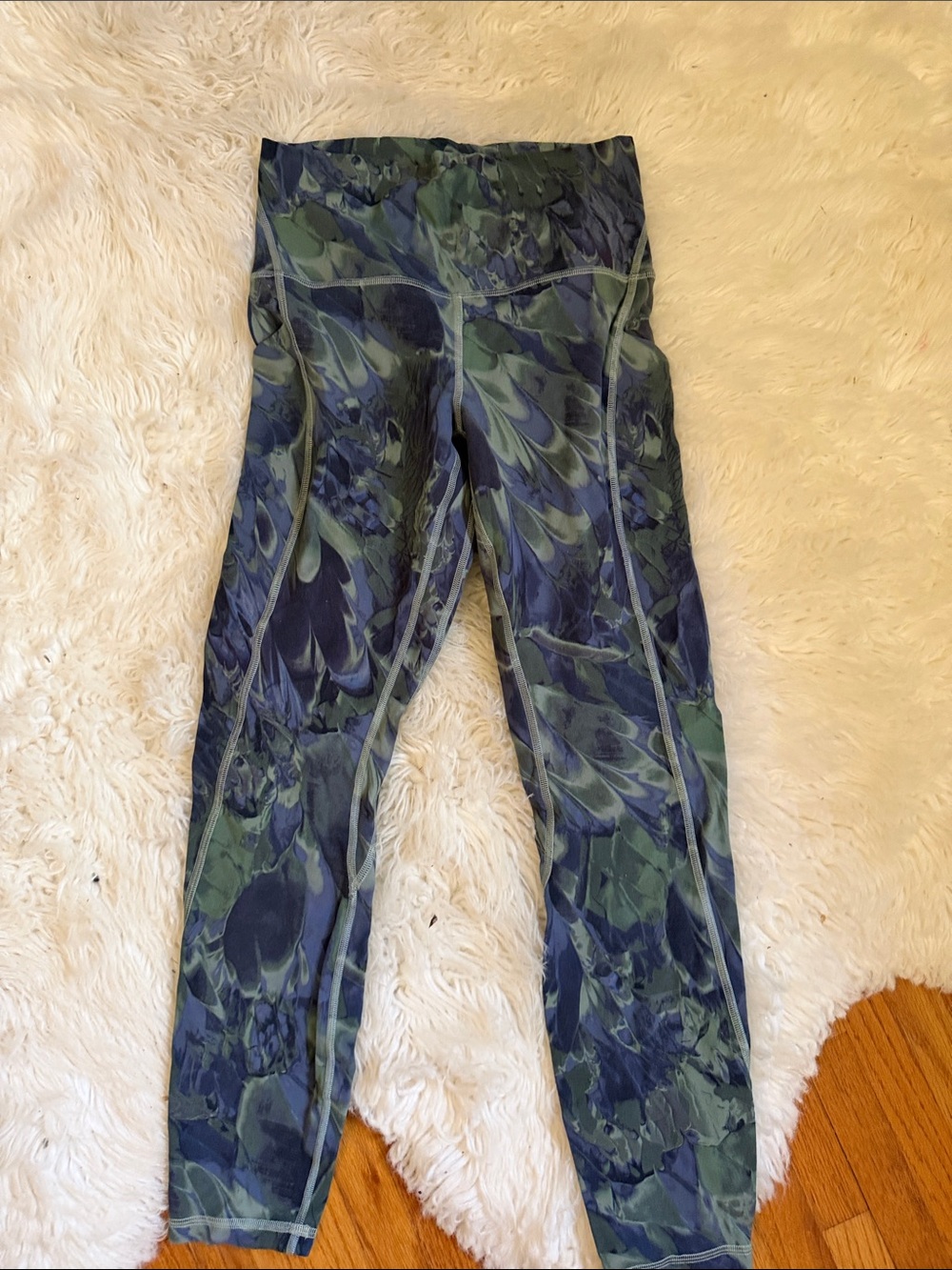 lululemon athletica Blue-Green Marble Print High-Rise Leggings